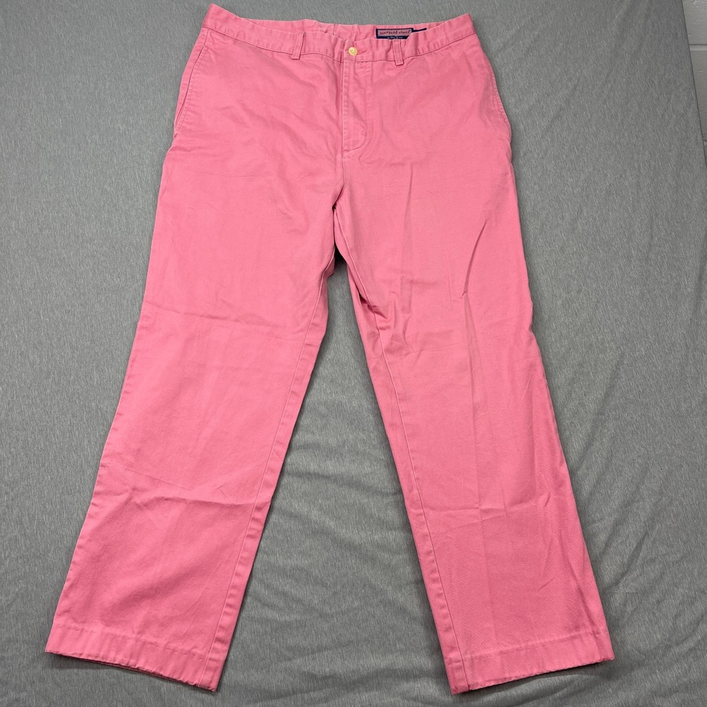 Vineyard Vines Mens Pink Cotton Casual Pants 35x30 Preppy